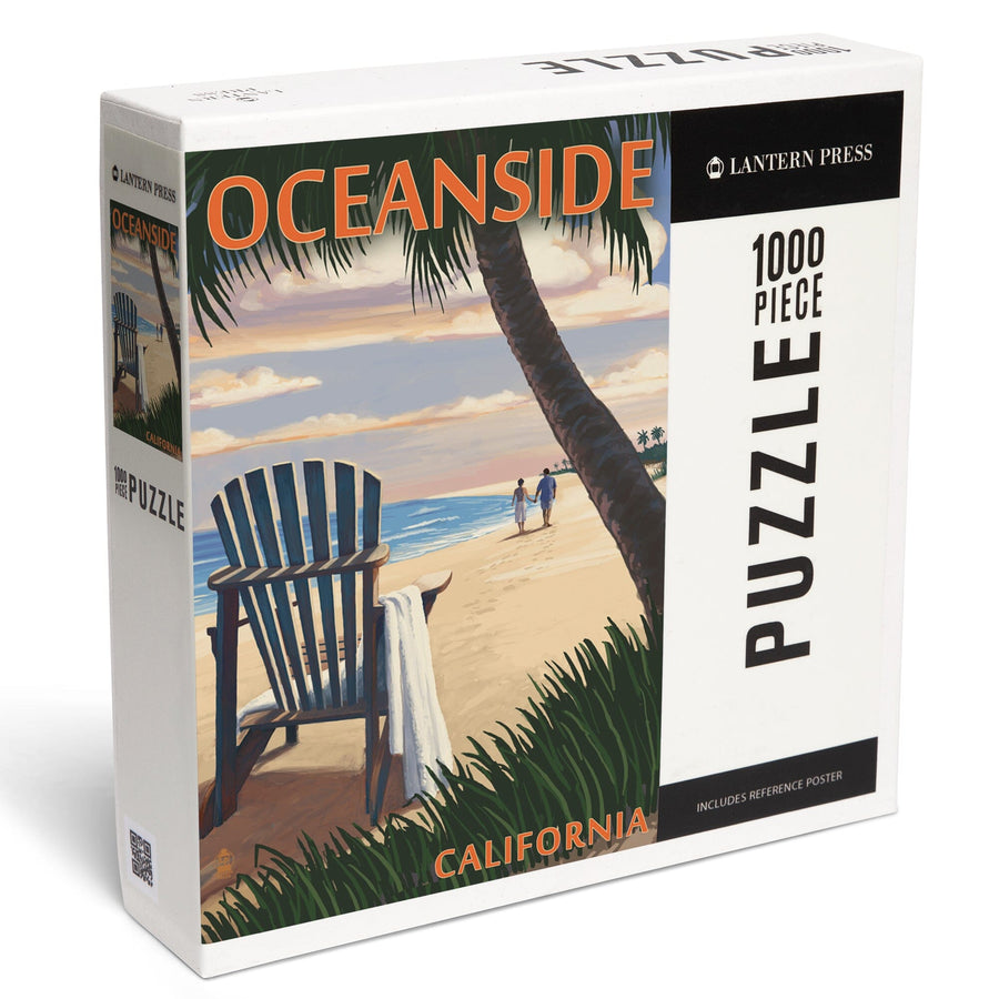 Oceanside, California, Adirondack Chair on the Beach, Jigsaw Puzzle Puzzle Lantern Press 