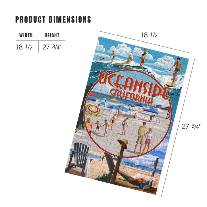 Oceanside, California, Beach Montage, Jigsaw Puzzle Puzzle Lantern Press 