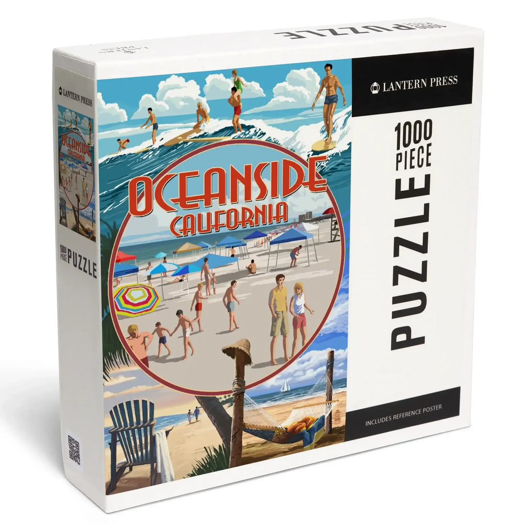 Oceanside, California, Beach Montage, Jigsaw Puzzle Puzzle Lantern Press 