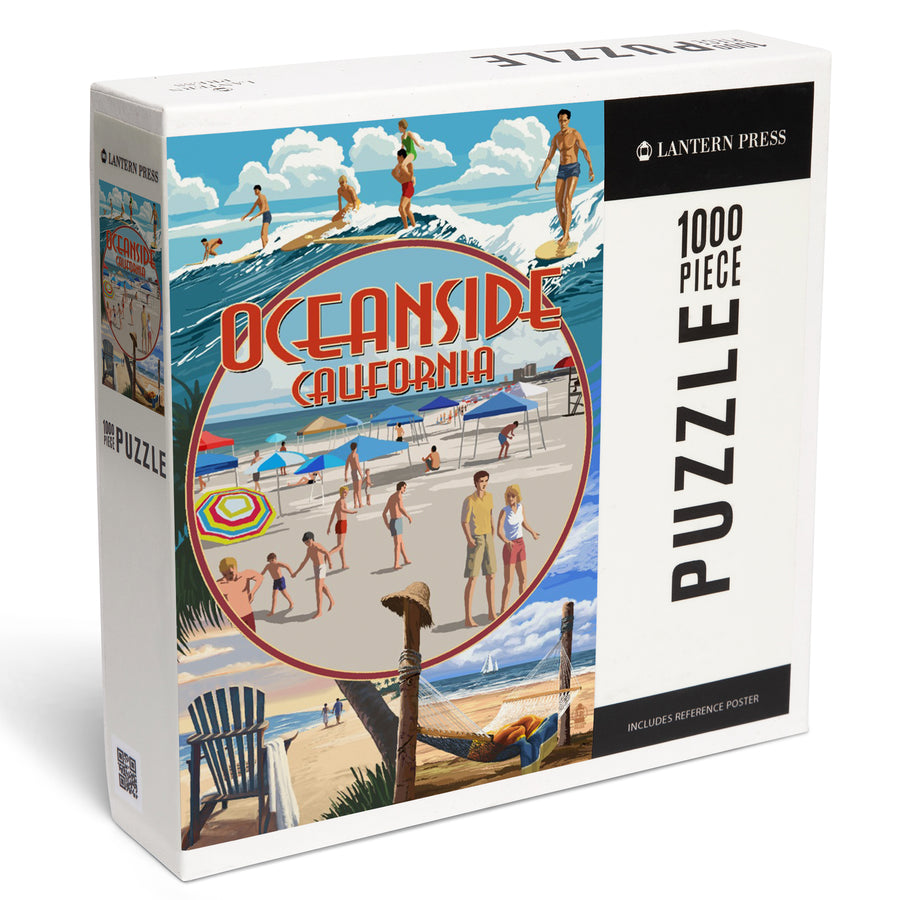 Oceanside, California, Beach Montage, Jigsaw Puzzle Puzzle Lantern Press 