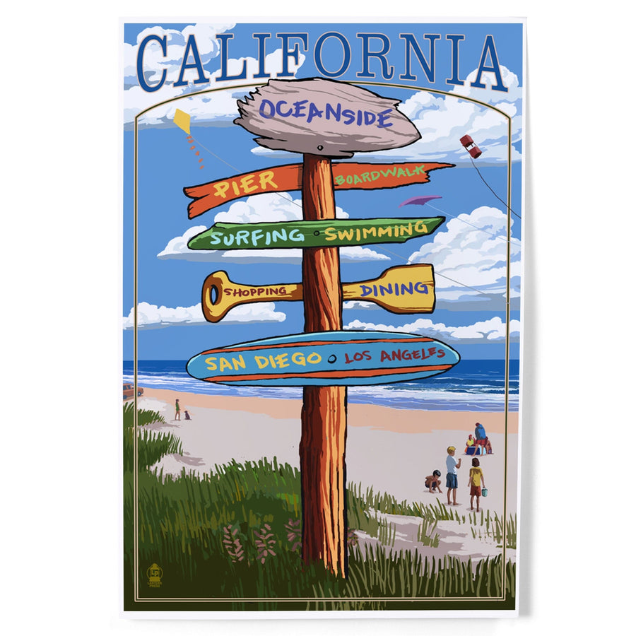 Oceanside, California, Destinations Sign, Art & Giclee Prints Art Lantern Press 