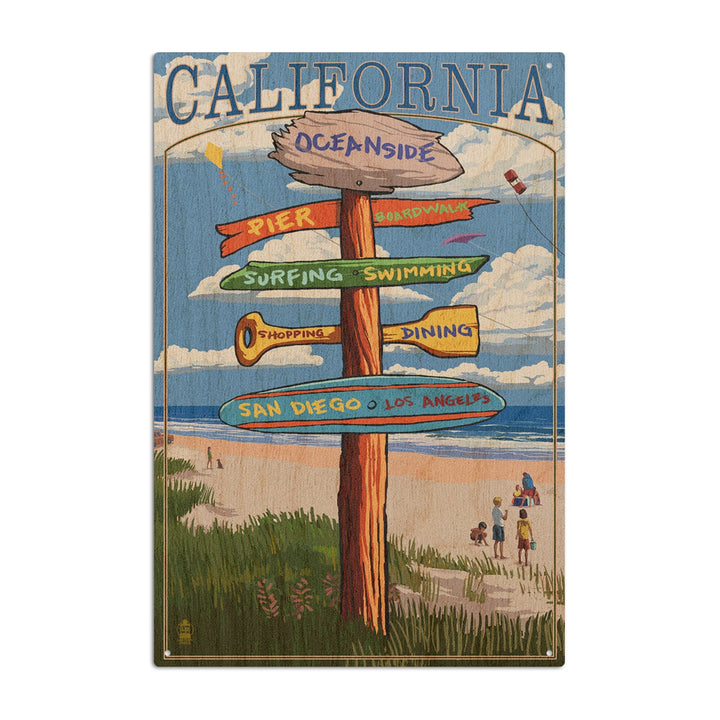 Oceanside, California, Destinations Sign, Lantern Press Artwork, Wood Signs and Postcards Wood Lantern Press 10 x 15 Wood Sign 