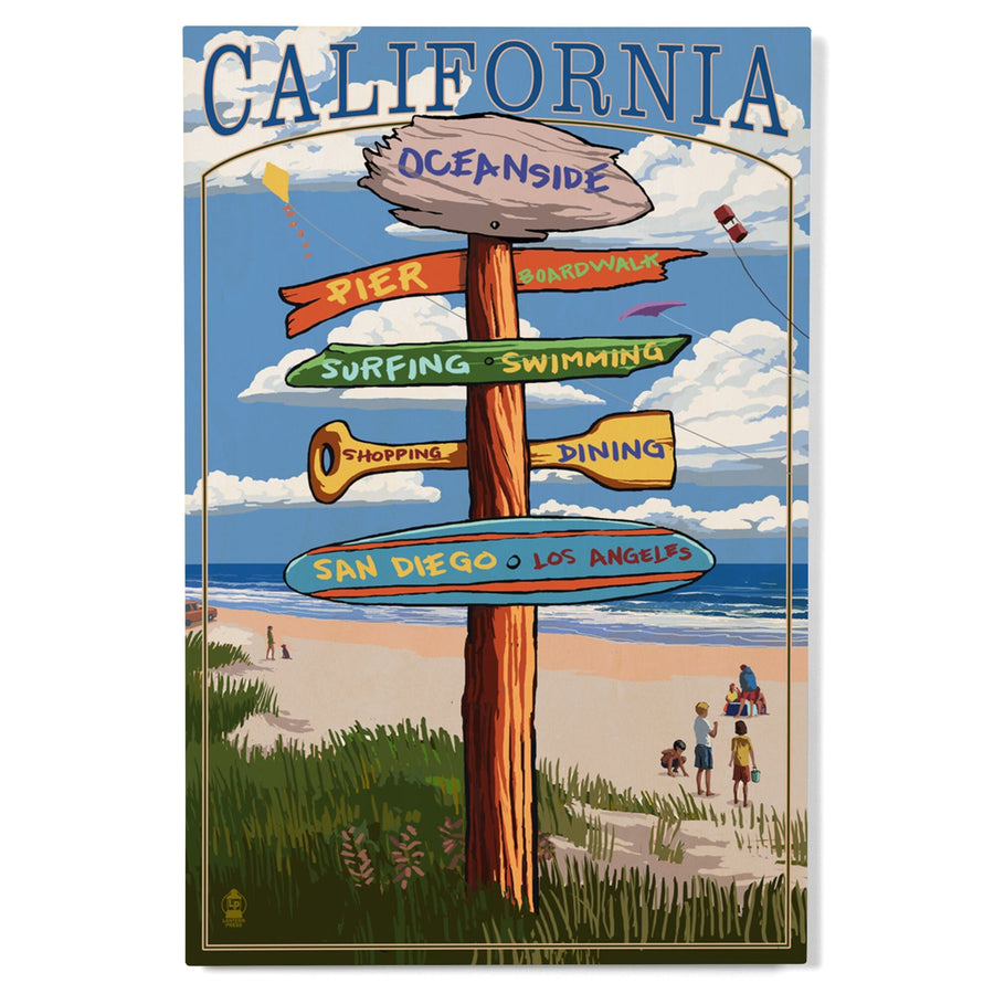 Oceanside, California, Destinations Sign, Lantern Press Artwork, Wood Signs and Postcards Wood Lantern Press 