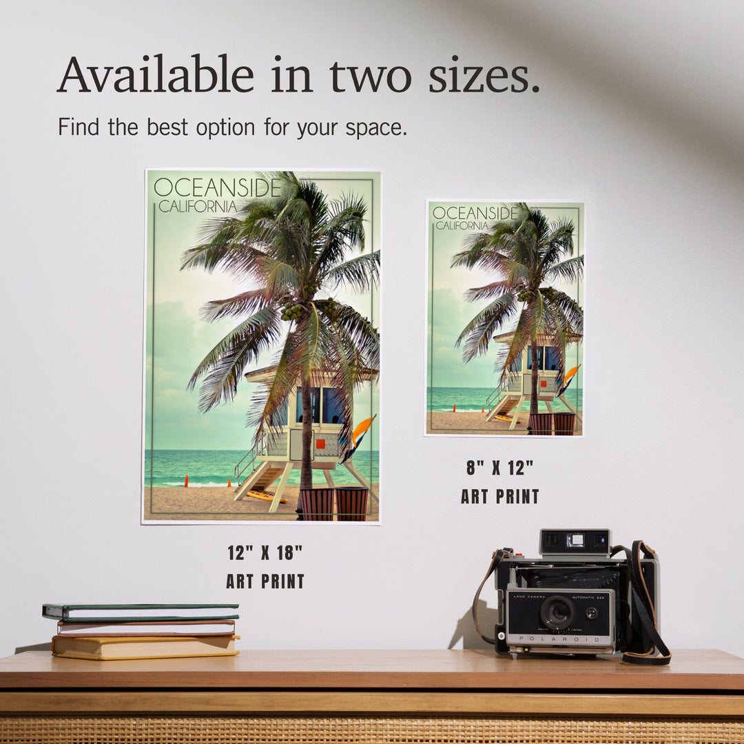 Oceanside, California, Lifeguard Shack and Palm, Art & Giclee Prints Art Lantern Press 