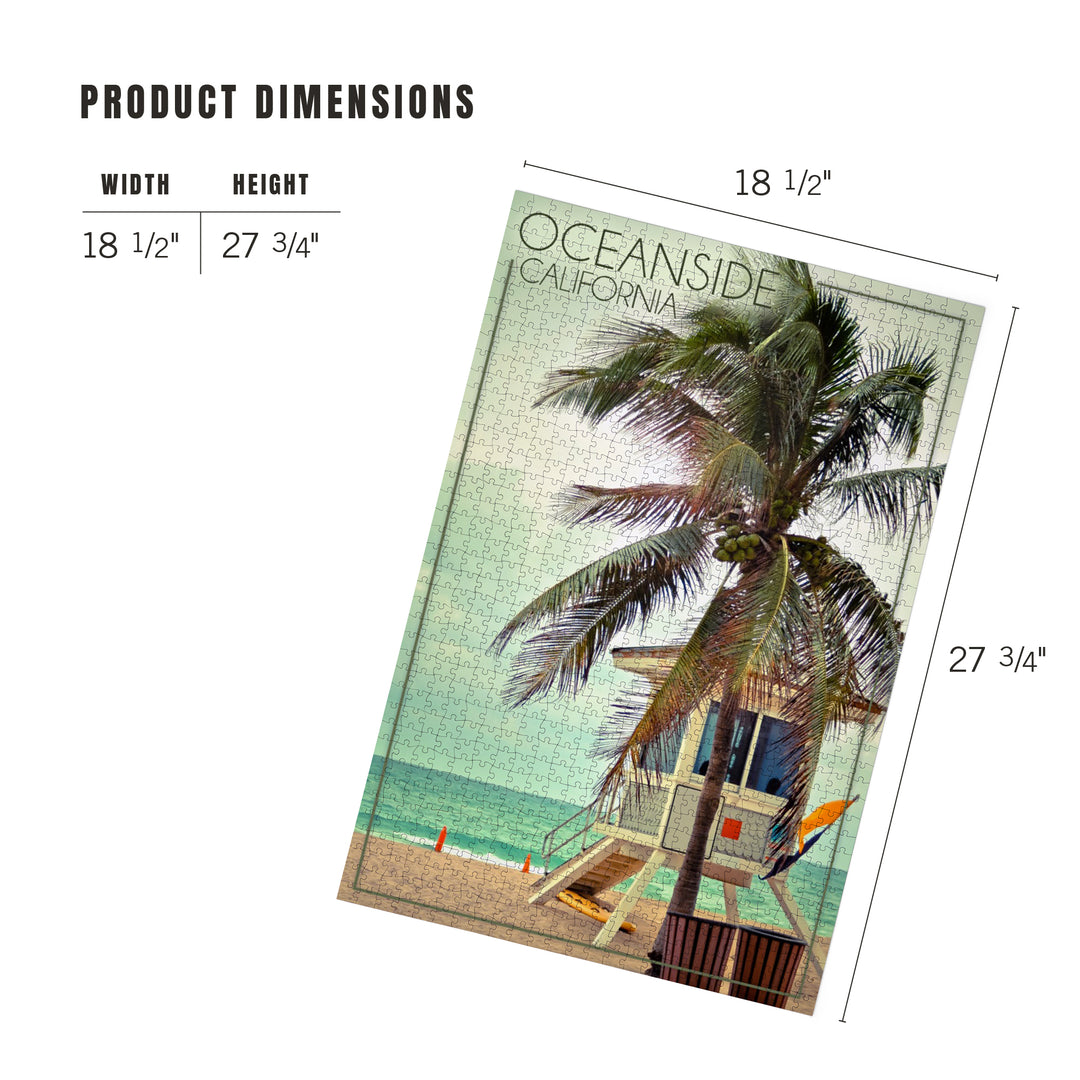 Oceanside, California, Lifeguard Shack and Palm, Jigsaw Puzzle Puzzle Lantern Press 