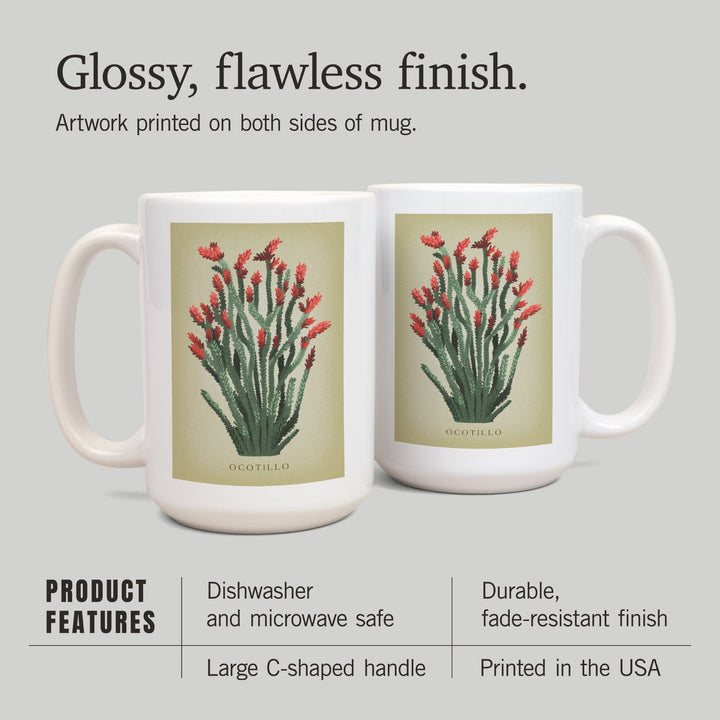 Ocotillo, Vintage Flora, Lantern Press Artwork, Ceramic Mug Mugs Lantern Press 
