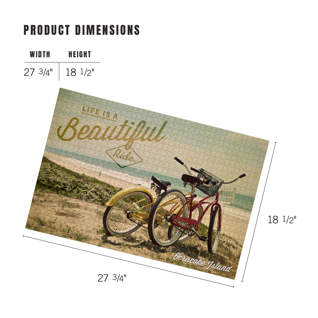 Ocracoke Island, North Carolina, Life is a Beautiful Ride, Beach Cruisers, Jigsaw Puzzle Puzzle Lantern Press 