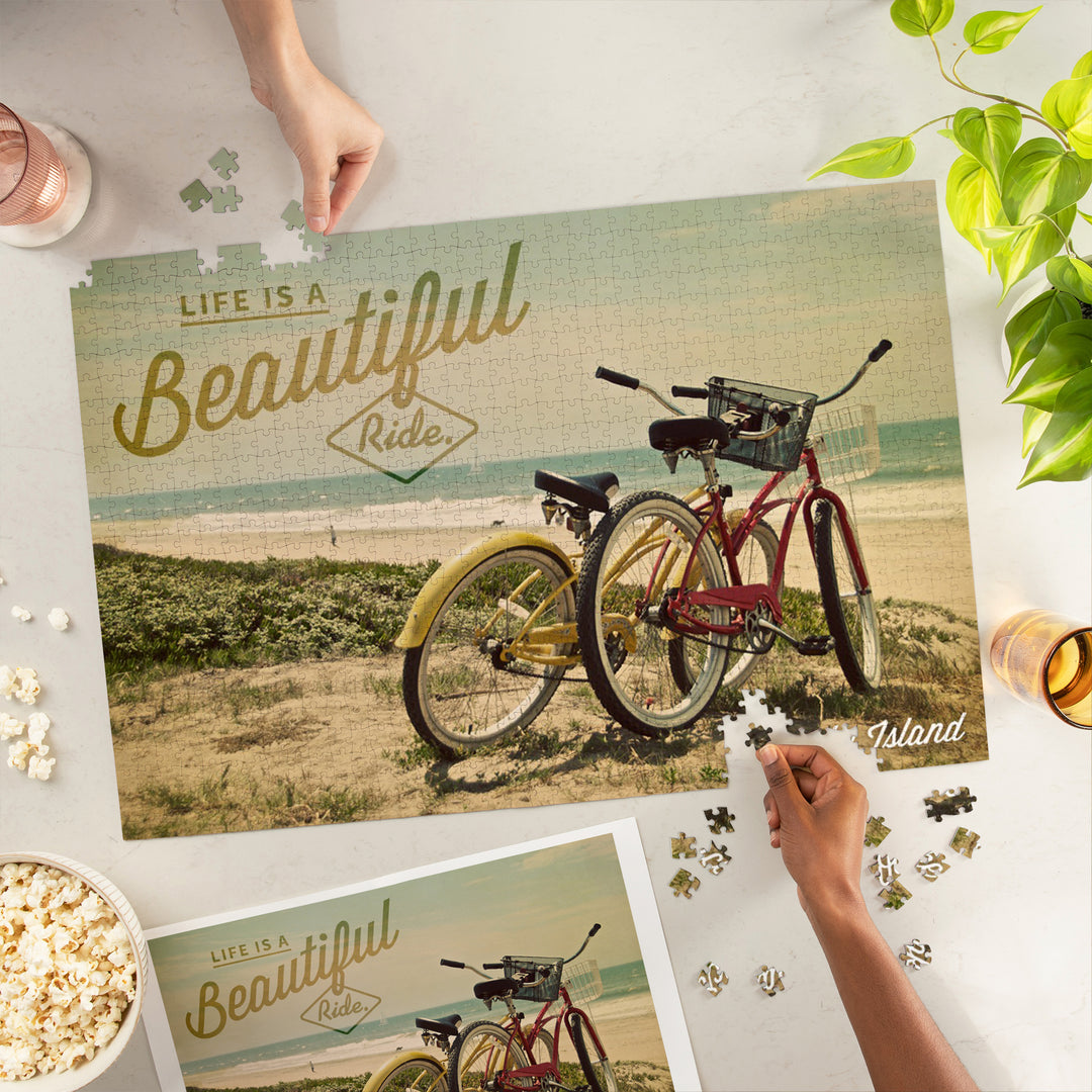 Ocracoke Island, North Carolina, Life is a Beautiful Ride, Beach Cruisers, Jigsaw Puzzle Puzzle Lantern Press 