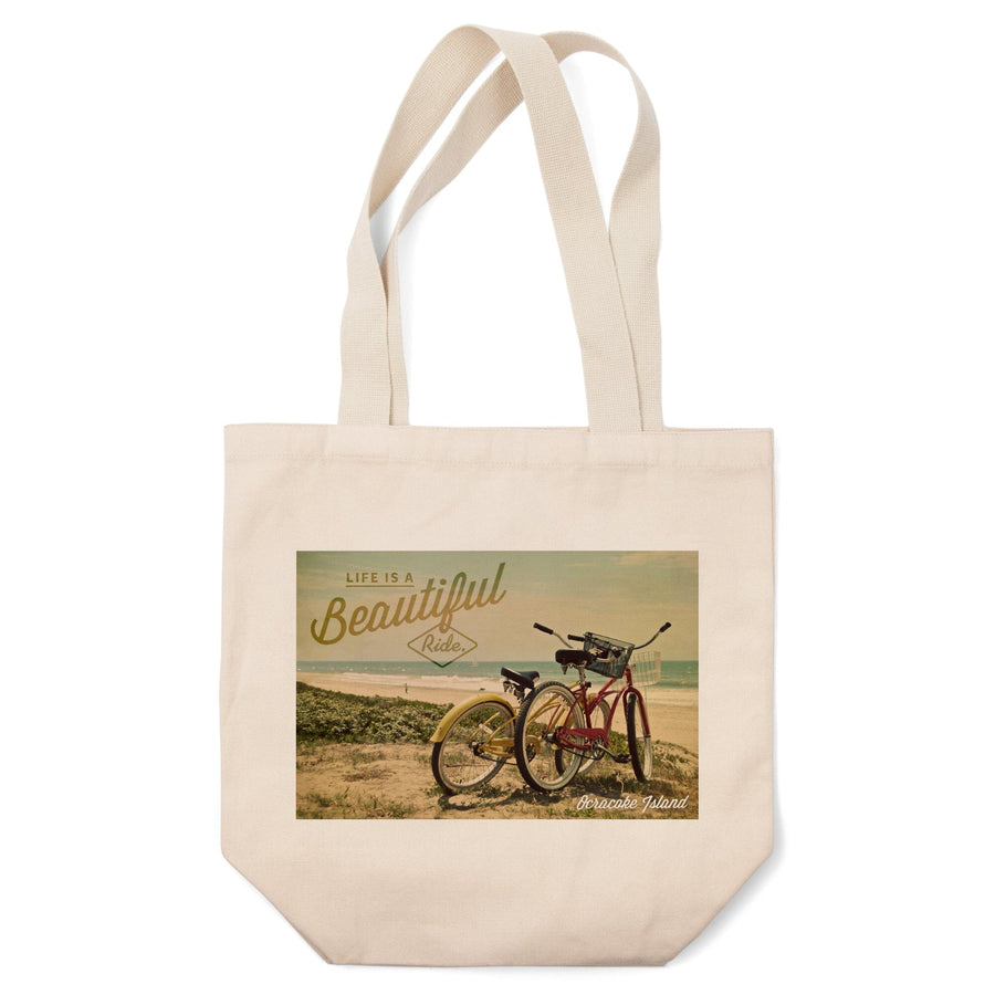 Ocracoke Island, North Carolina, Life is a Beautiful Ride, Beach Cruisers, Tote Bag Totes Lantern Press 
