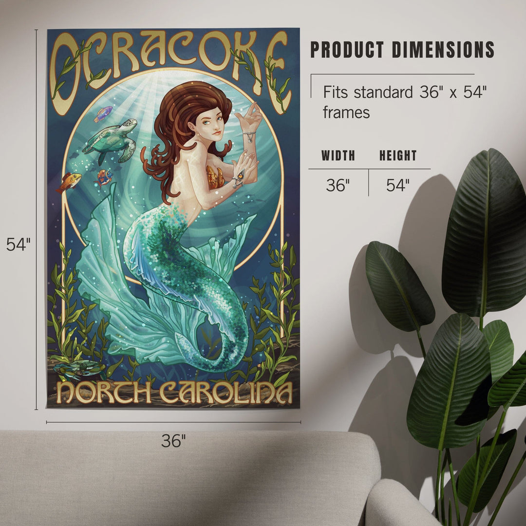 Ocracoke, North Carolina, Mermaid, Art & Giclee Prints Art Lantern Press 