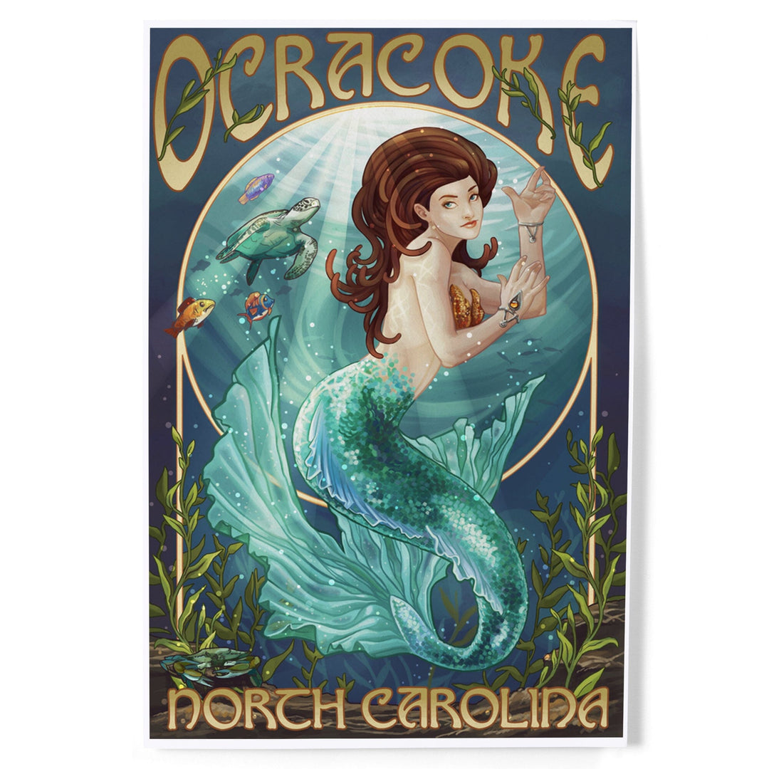 Ocracoke, North Carolina, Mermaid, Art & Giclee Prints Art Lantern Press 