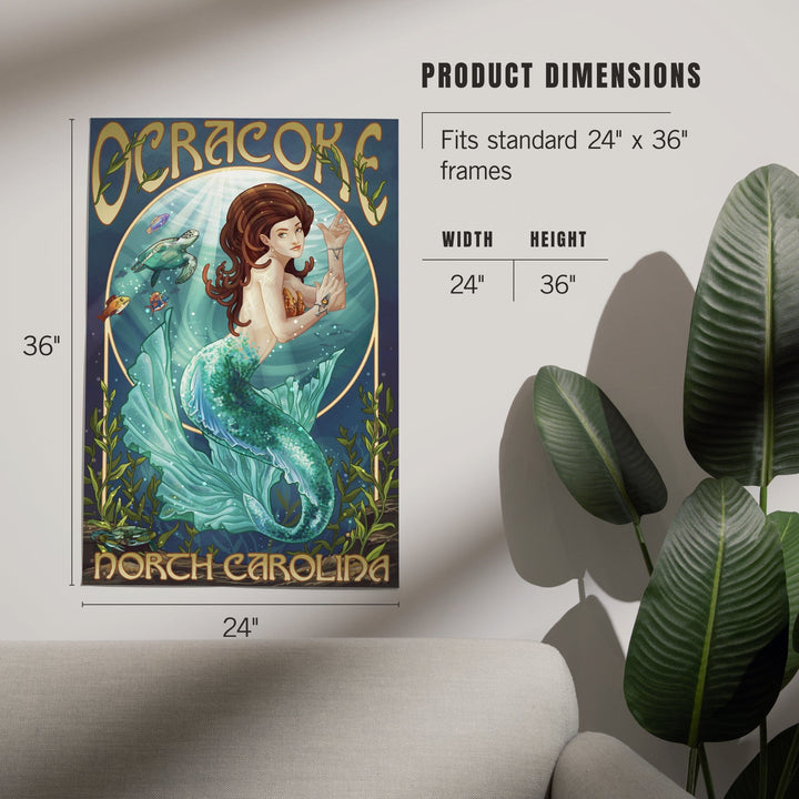 Ocracoke, North Carolina, Mermaid, Art & Giclee Prints Art Lantern Press 