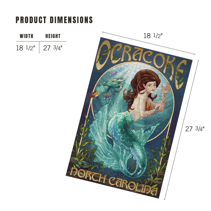 Ocracoke, North Carolina, Mermaid, Jigsaw Puzzle Puzzle Lantern Press 