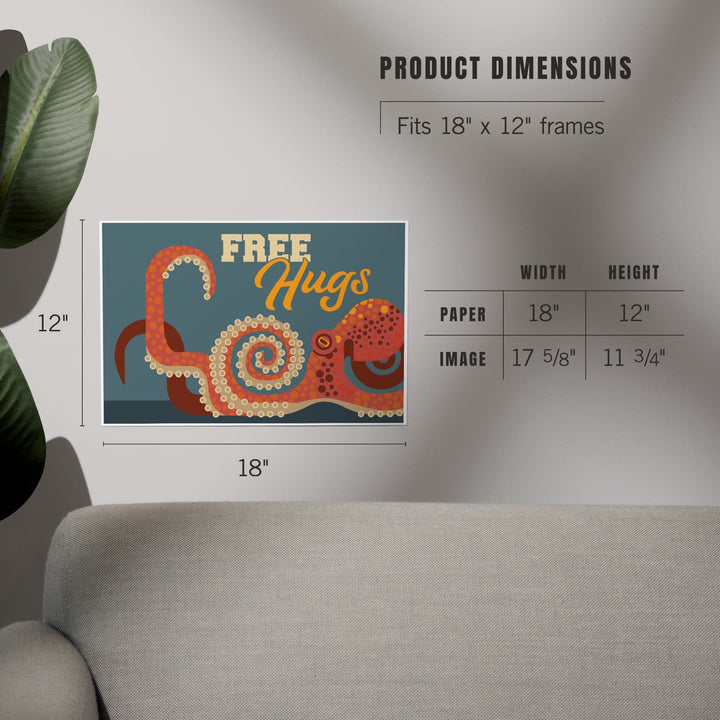 Octopus, Geometric, Free Hugs, Art & Giclee Prints Art Lantern Press 