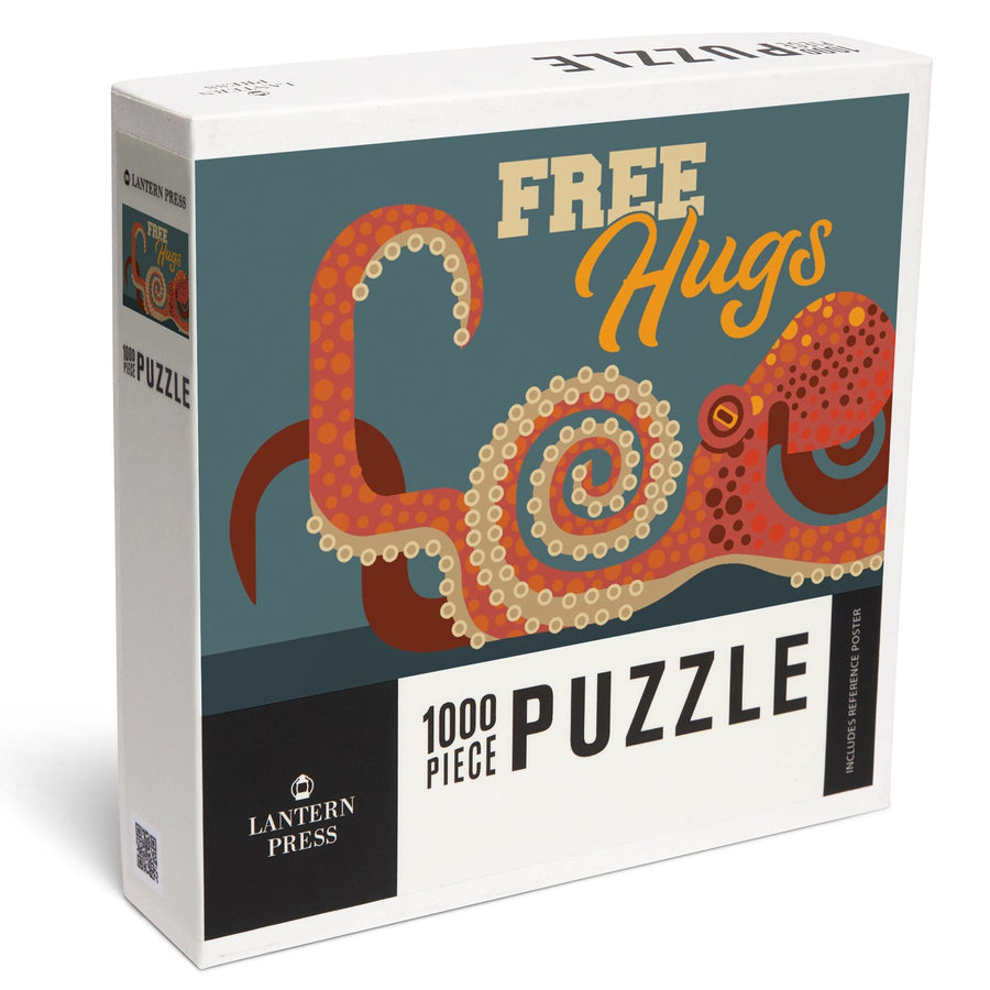 Octopus, Geometric, Free Hugs, Jigsaw Puzzle Puzzle Lantern Press 