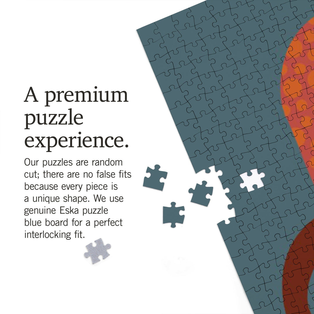 Octopus, Geometric, Free Hugs, Jigsaw Puzzle Puzzle Lantern Press 