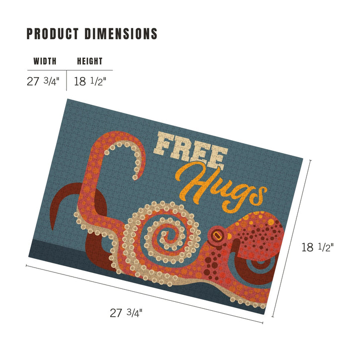Octopus, Geometric, Free Hugs, Jigsaw Puzzle Puzzle Lantern Press 