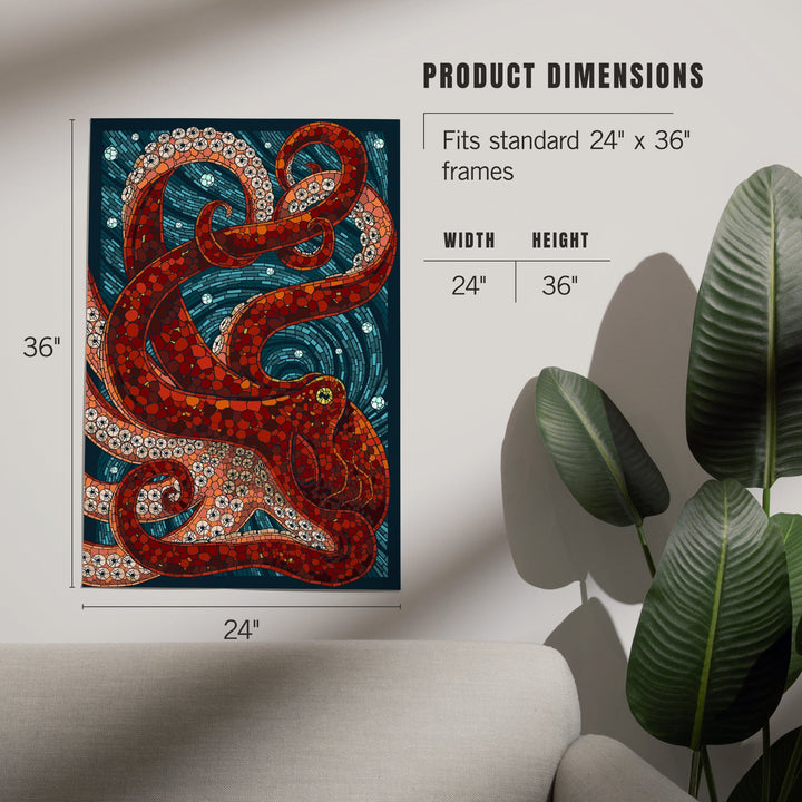 Octopus, Paper Mosaic, Art & Giclee Prints Art Lantern Press 
