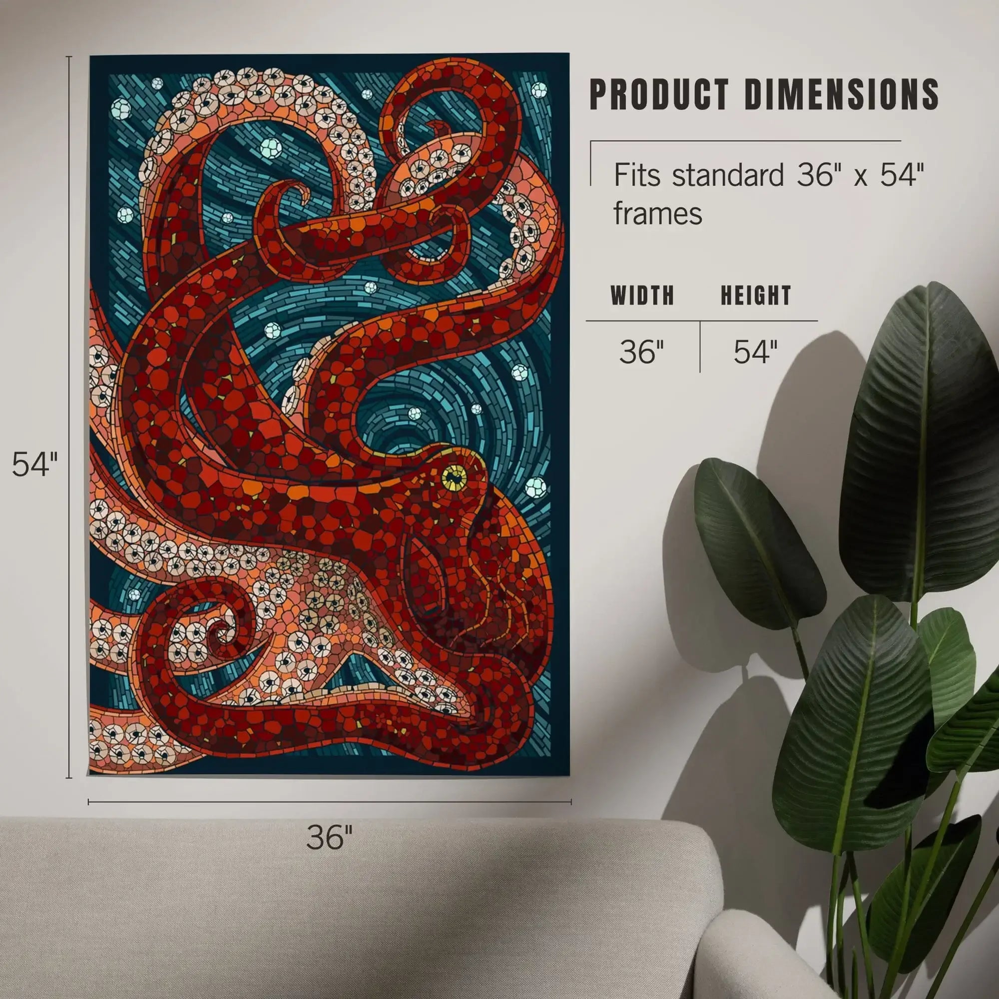 Octopus, Paper Mosaic art prints, metal signs – Lantern Press