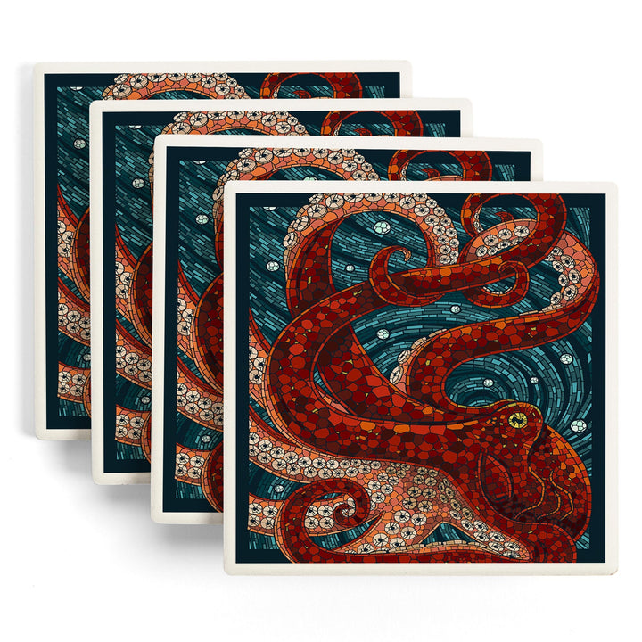 Octopus, Paper Mosaic, Coasters Coasters Lantern Press 