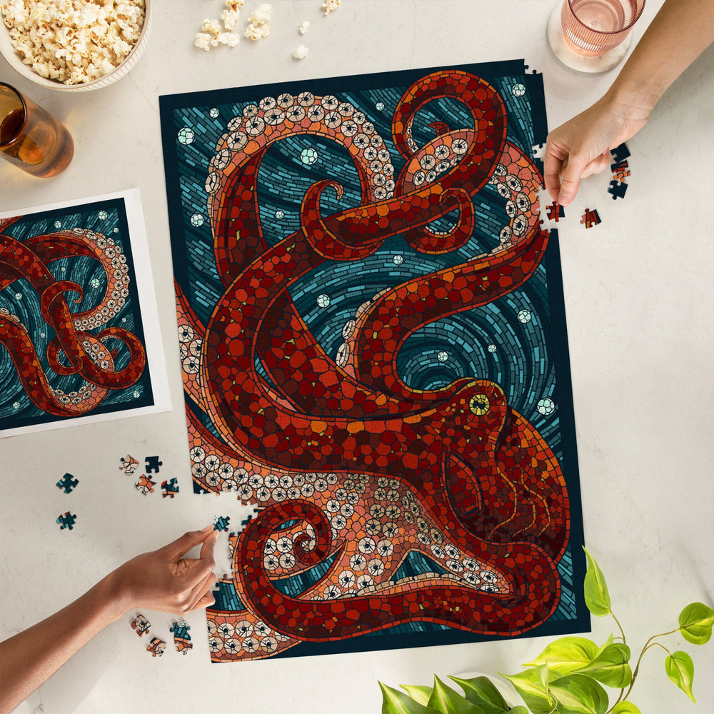 Octopus, Paper Mosaic, Jigsaw Puzzle Puzzle Lantern Press 