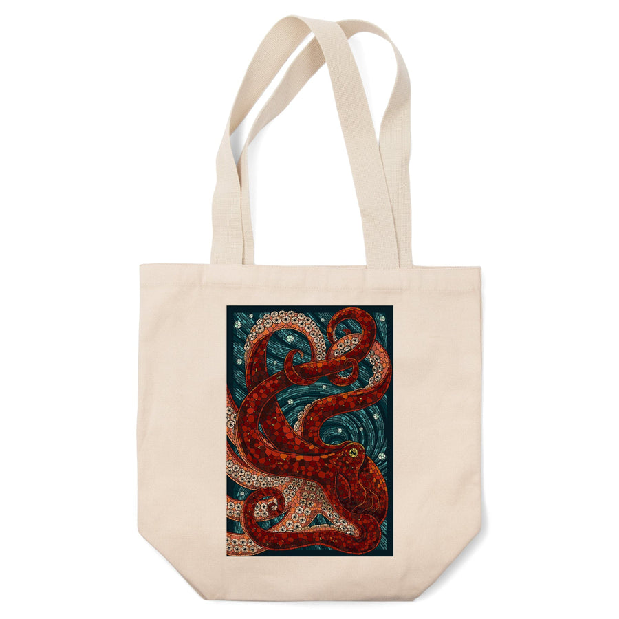Octopus, Paper Mosaic, Tote Bag Totes Lantern Press 