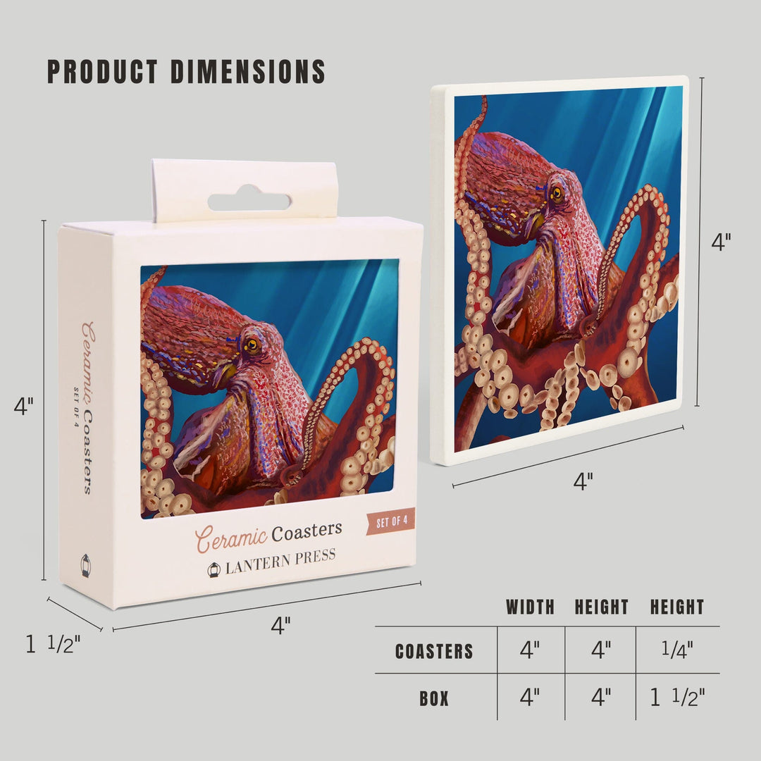 Octopus (Red), Coasters Coasters Lantern Press 