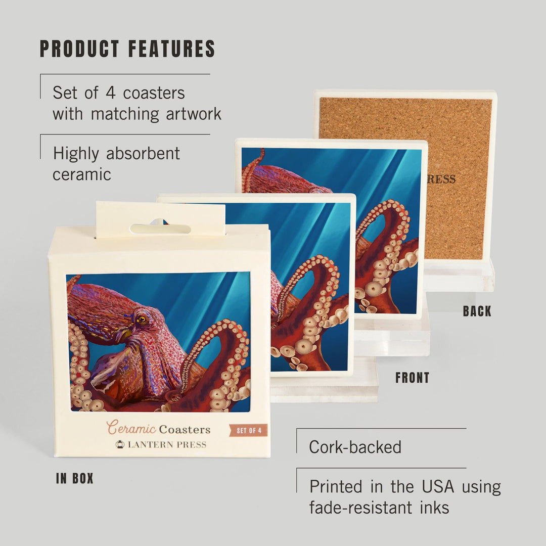 Octopus (Red), Coasters Coasters Lantern Press 
