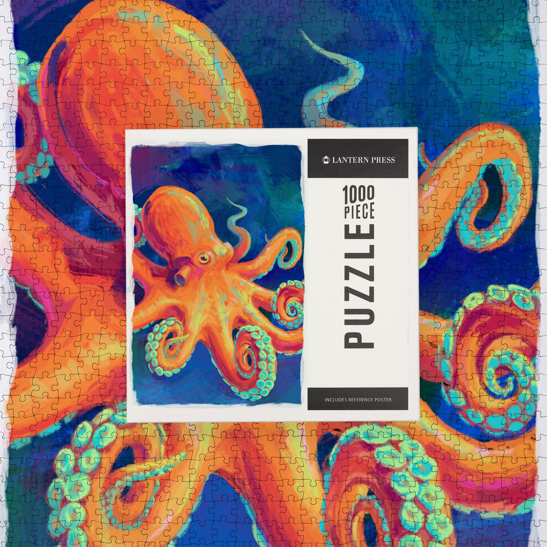 Octopus, Vivid, Jigsaw Puzzle Puzzle Lantern Press 