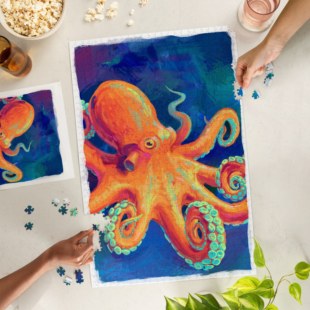 Octopus, Vivid, Jigsaw Puzzle Puzzle Lantern Press 