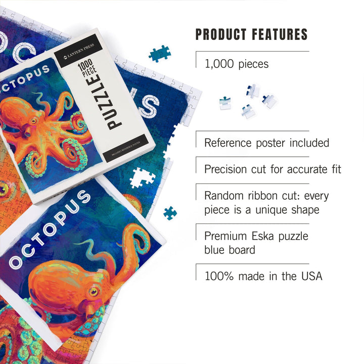 Octopus, Vivid Series, Jigsaw Puzzle Puzzle Lantern Press 