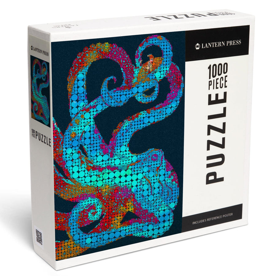 Octopus, Watercolor Dot Art, Jigsaw Puzzle Puzzle Lantern Press 