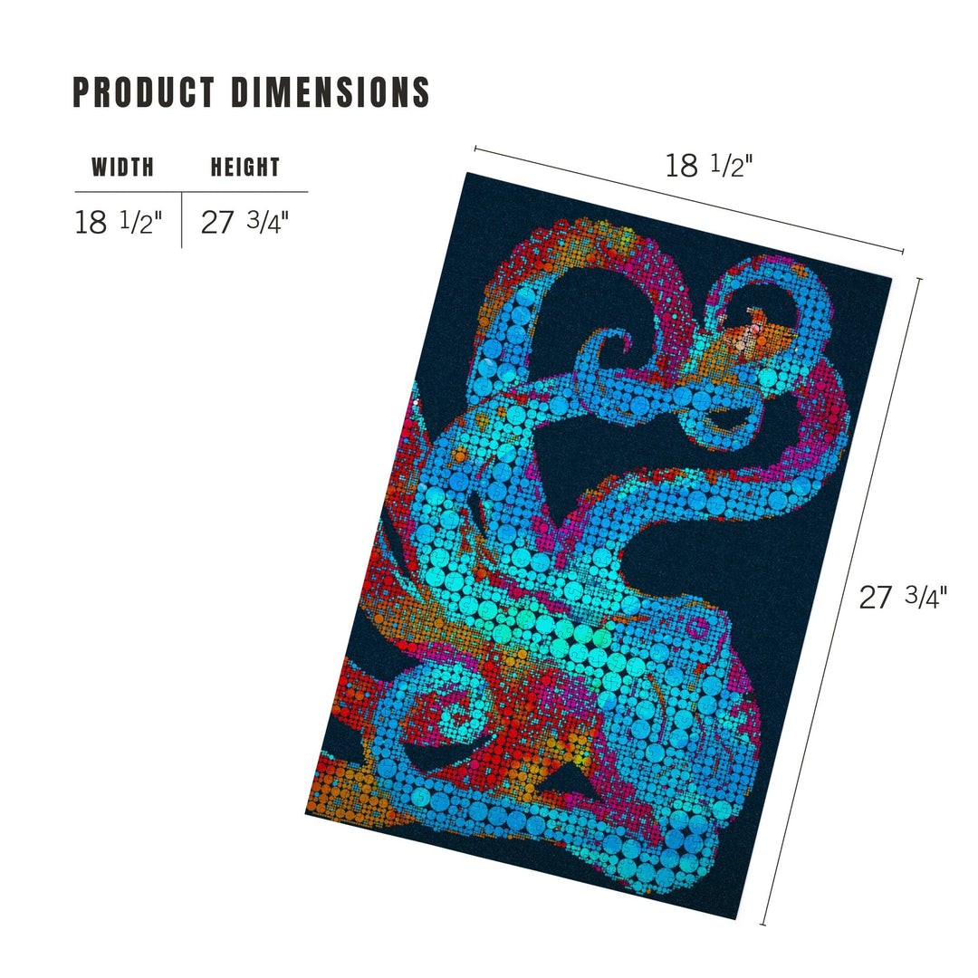 Octopus, Watercolor Dot Art, Jigsaw Puzzle Puzzle Lantern Press 