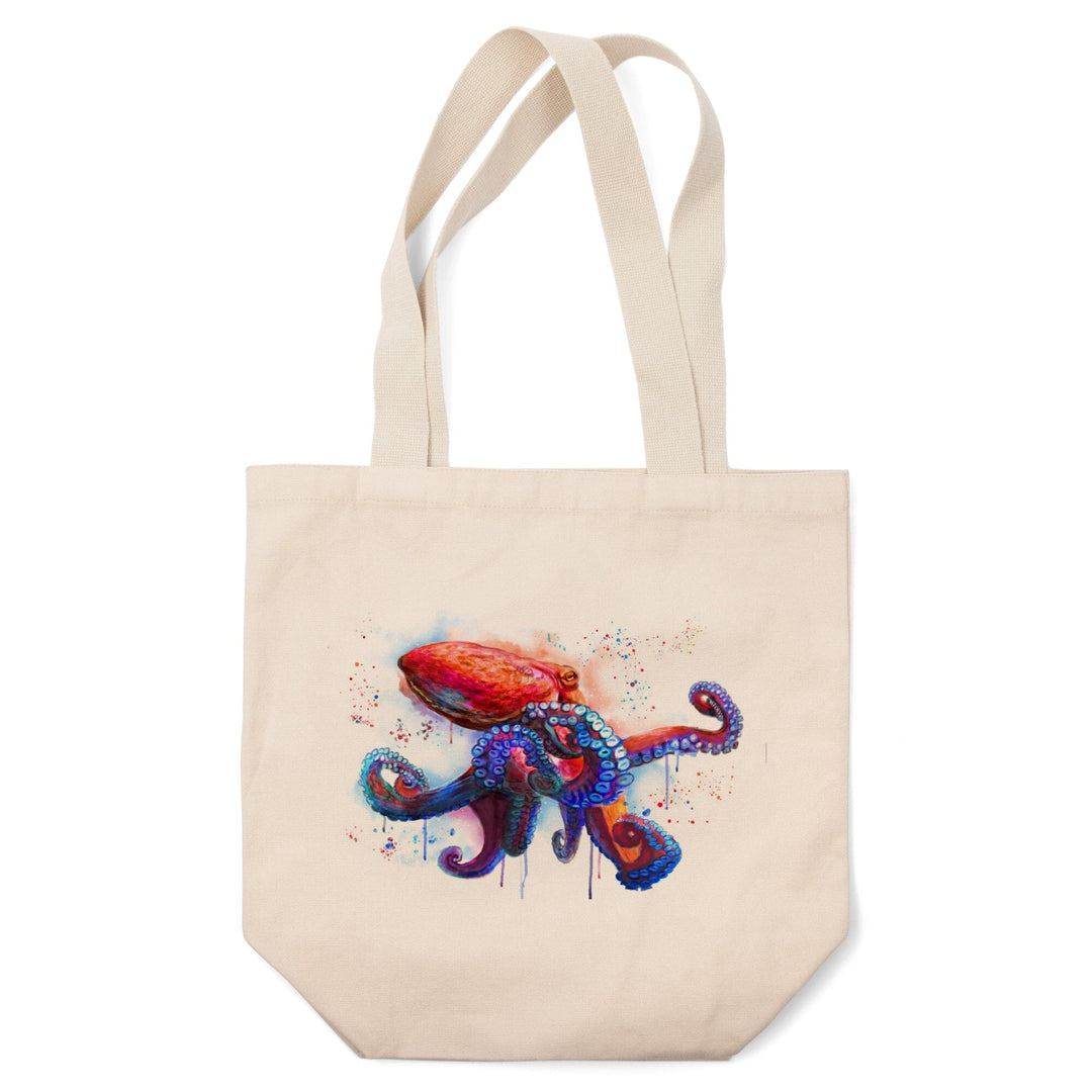 Octopus, Watercolor, Lantern Press Artwork, Tote Bag Totes Lantern Press 