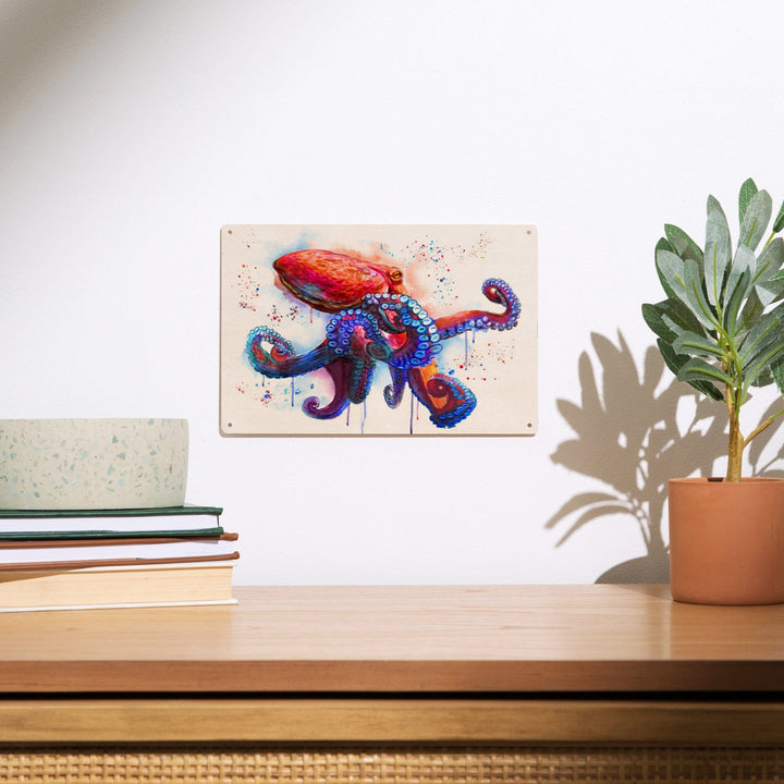 Octopus, Watercolor, Lantern Press Artwork, Wood Signs and Postcards Wood Lantern Press 