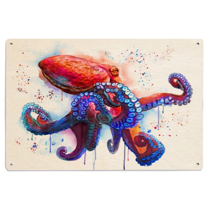 Octopus, Watercolor, Lantern Press Artwork, Wood Signs and Postcards Wood Lantern Press 