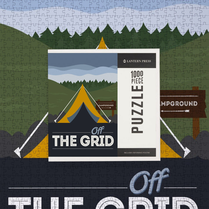 Off the Grid, Tent, Vector, Jigsaw Puzzle Puzzle Lantern Press 