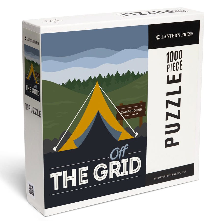 Off the Grid, Tent, Vector, Jigsaw Puzzle Puzzle Lantern Press 