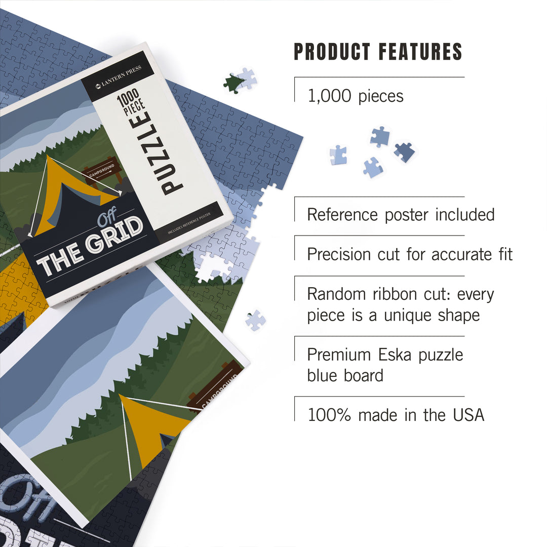 Off the Grid, Tent, Vector, Jigsaw Puzzle Puzzle Lantern Press 