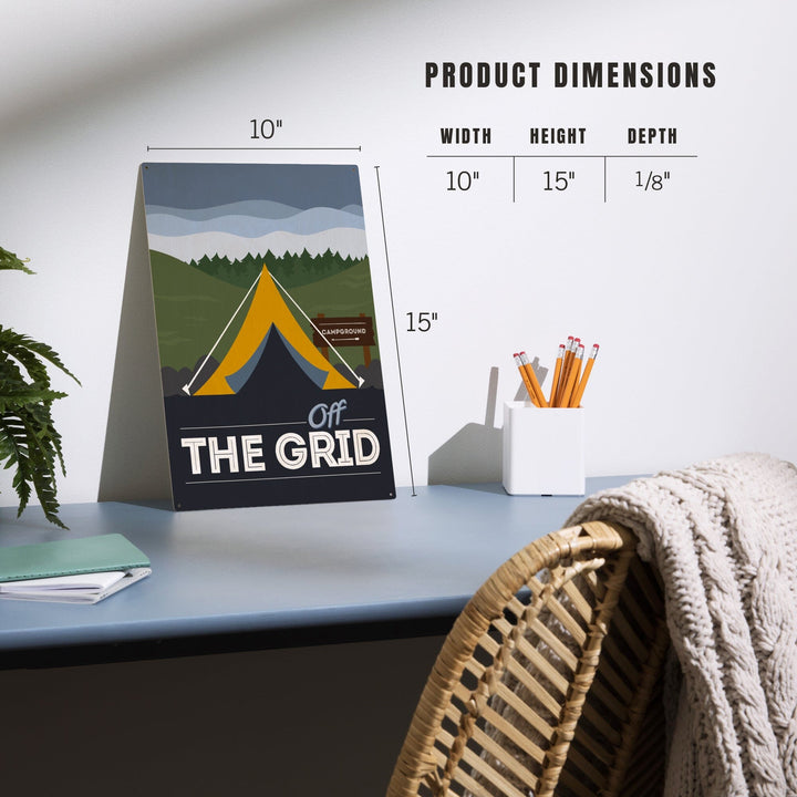 Off the Grid, Tent, Vector, Lantern Press Artwork, Wood Signs and Postcards Wood Lantern Press 