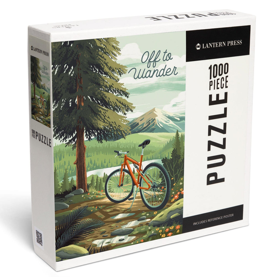 Off To Wander, Cycling with Mountains, Jigsaw Puzzle Puzzle Lantern Press 