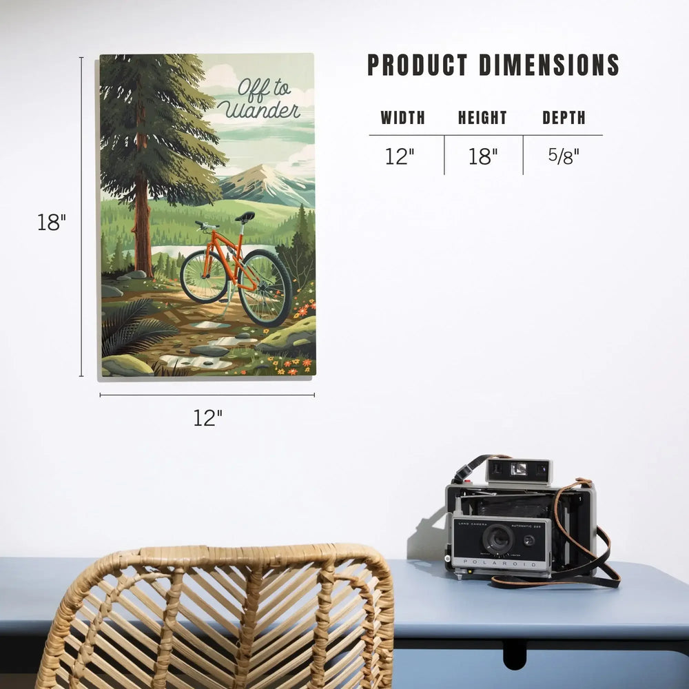 Off To Wander, Cycling with Mountains, Wood Signs and Postcards Wood Lantern Press 