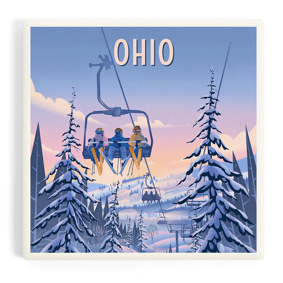 Ohio, Chill on the Uphill, Ski Lift, Coasters Coasters Lantern Press 
