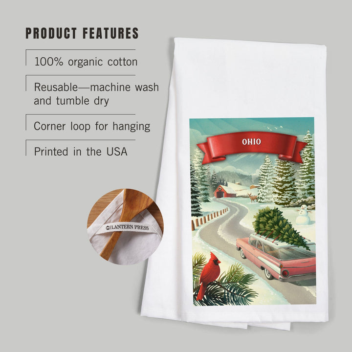Ohio, Holiday Tradition, Organic Cotton Kitchen Tea Towels Kitchen Lantern Press 