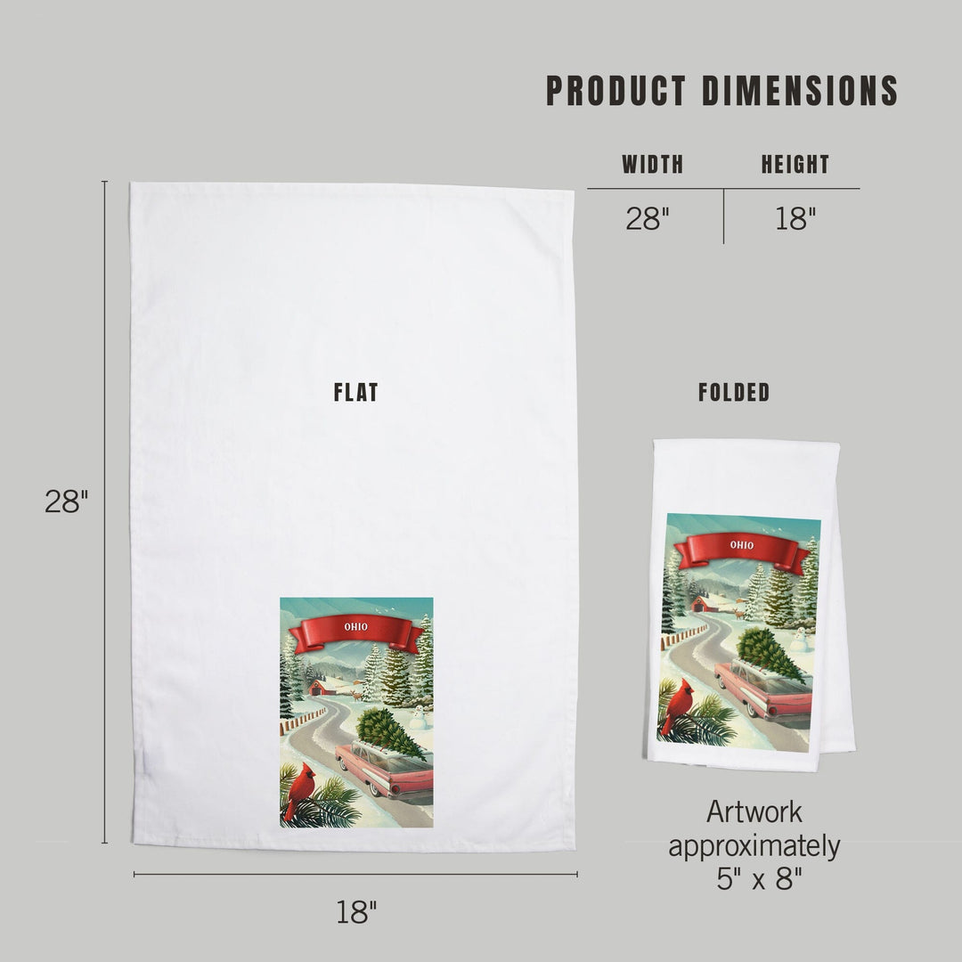Ohio, Holiday Tradition, Organic Cotton Kitchen Tea Towels Kitchen Lantern Press 