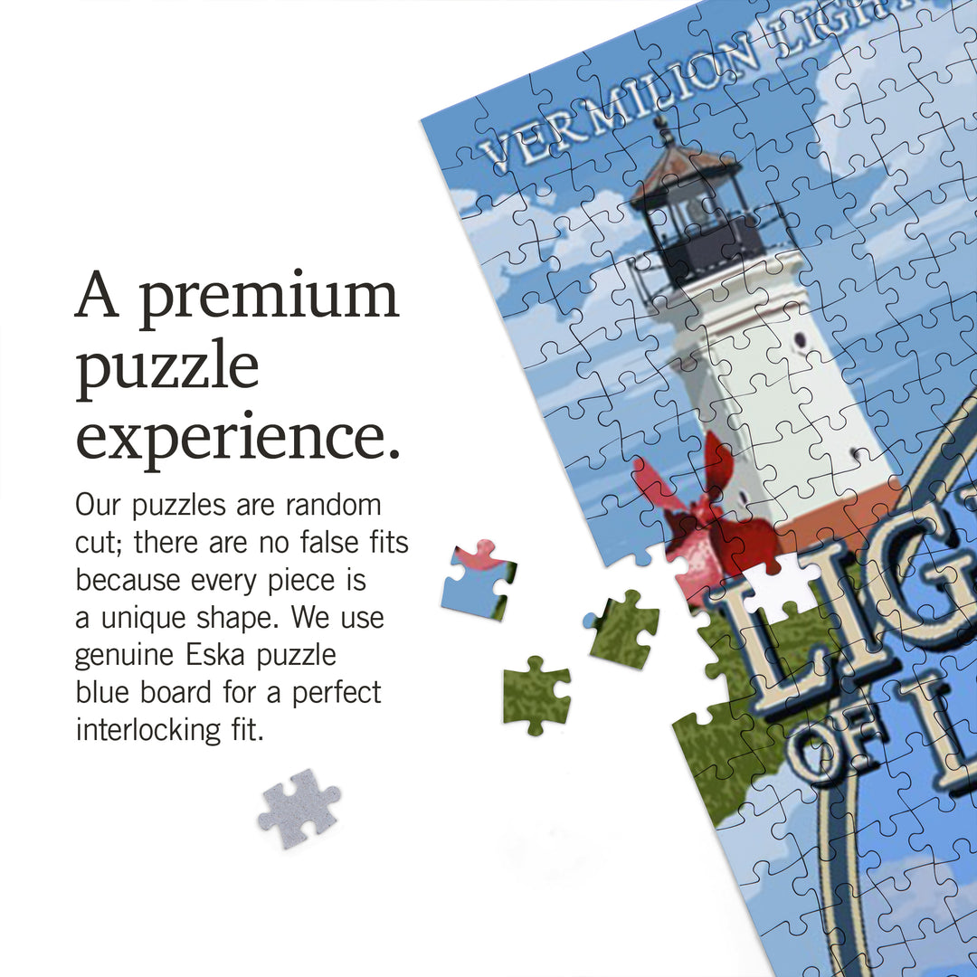 Ohio, Lorain Lighthouse, The Lighthouses of Lake Erie, Jigsaw Puzzle Puzzle Lantern Press 