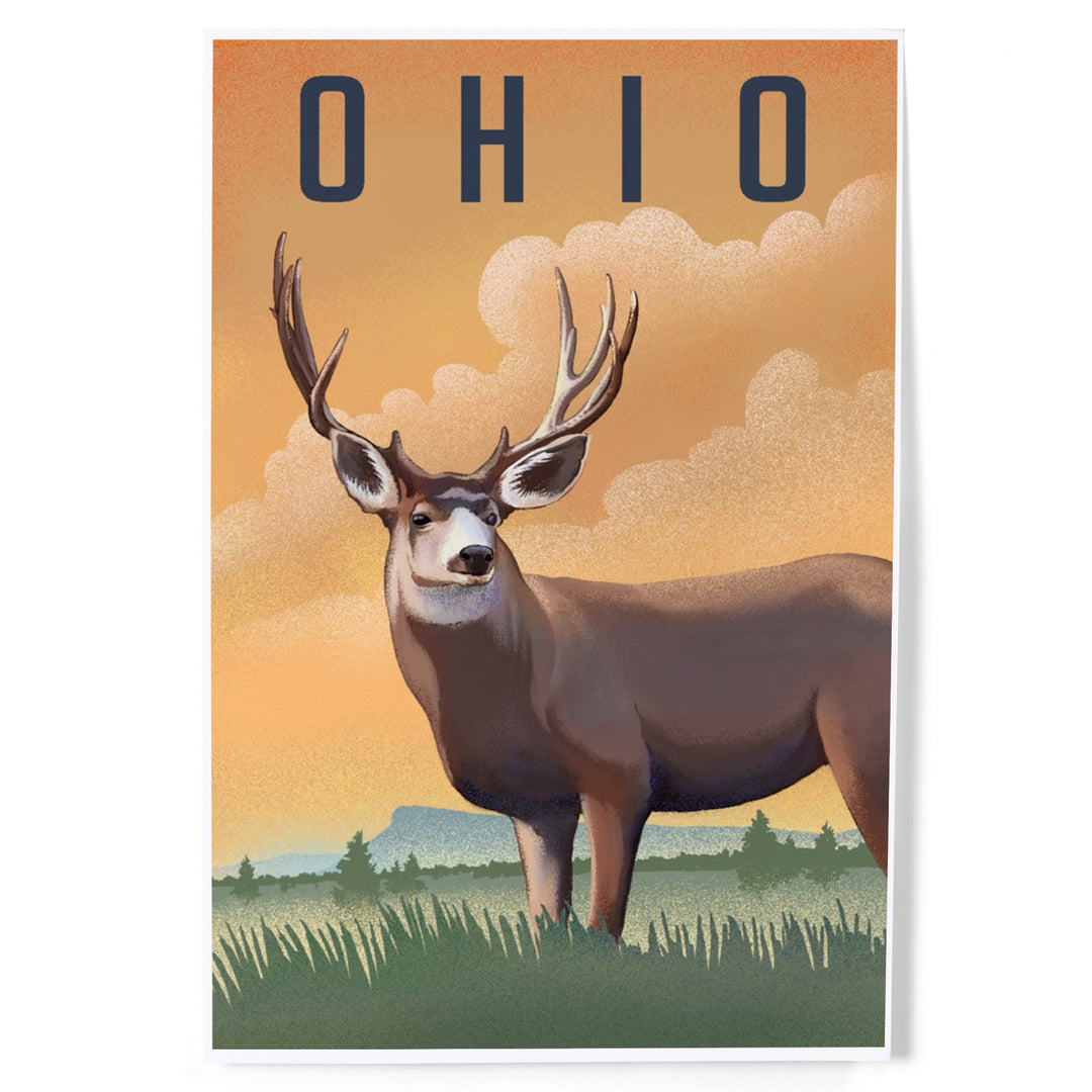 Ohio, Mule Deer, Litho, Art & Giclee Prints Art Lantern Press 12 x 18 Art Print 