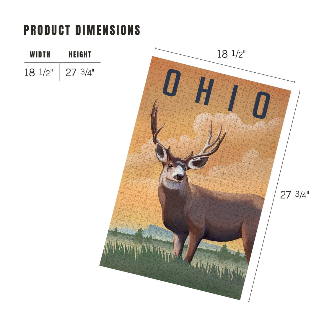 Ohio, Mule Deer, Litho, Jigsaw Puzzle Puzzle Lantern Press 