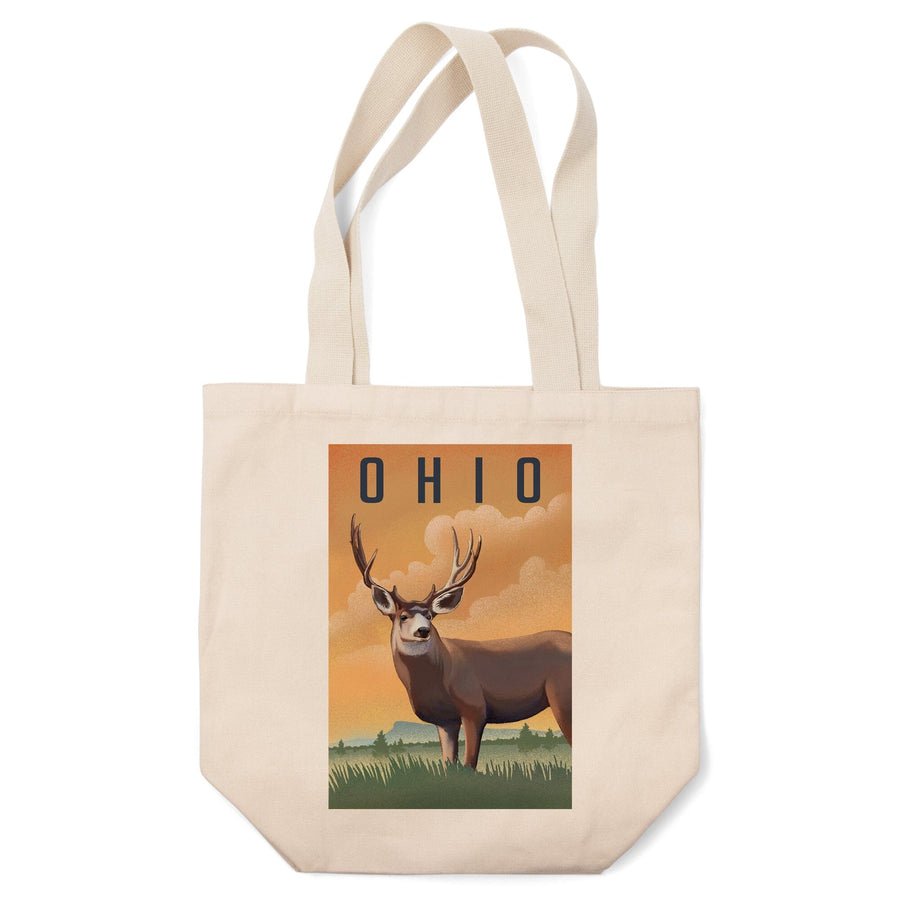 Ohio, Mule Deer, Litho, Tote Bag Totes Lantern Press 