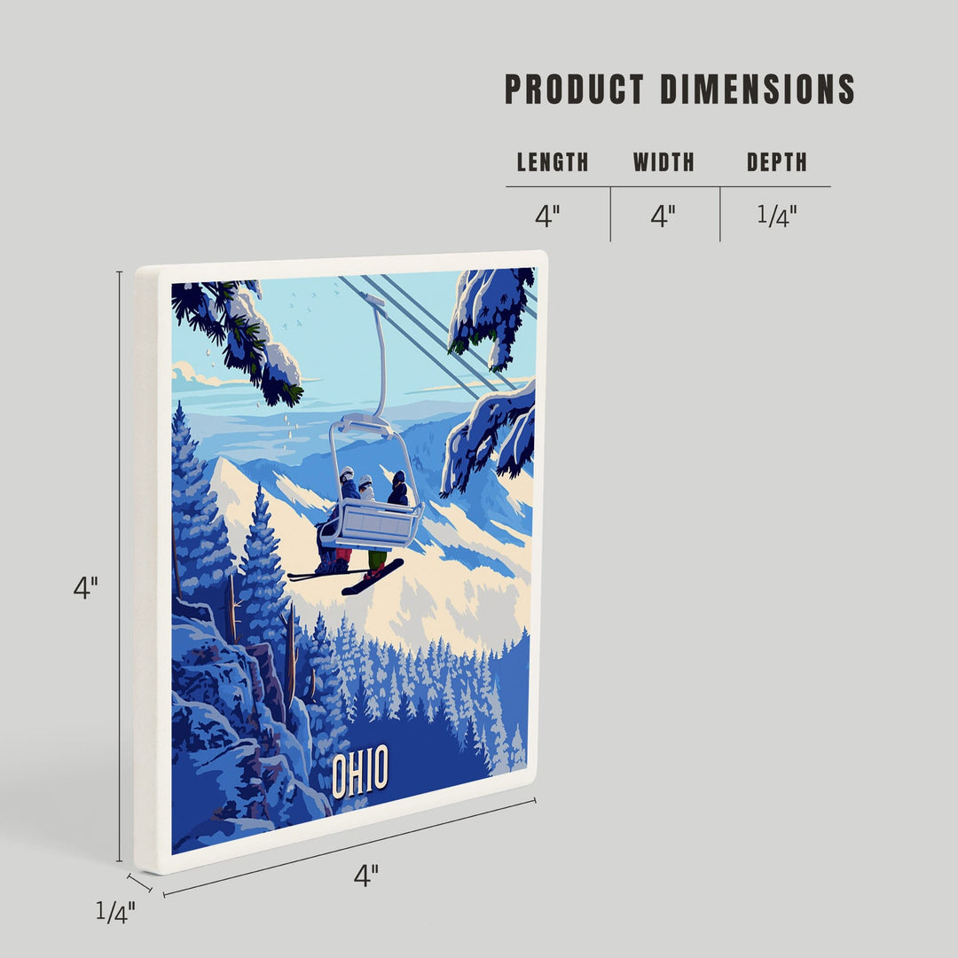 Ohio, Ski Lift Above The Trees, Coasters Coasters Lantern Press 